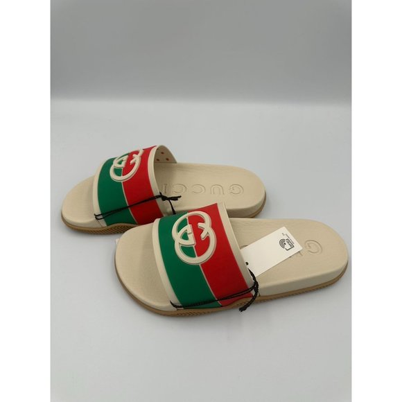 Gucci Unisex Rubber GG LogoInterlock Slide Monogram Sandals Size36 - Picture 4 of 9